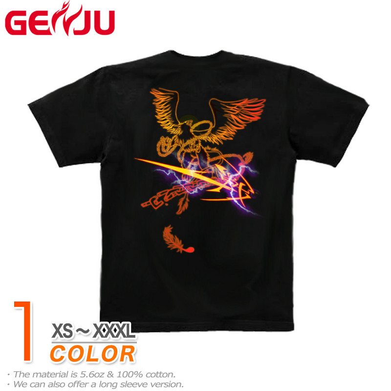 ★【GENJU】 メンズ Tシャツ グリフォン 鷲 稲妻 ワシ イーグル ロック系 ストリート系 グラフィティ 半袖 長袖 ブランド ｔシャツ ティーシャツ ロンT ブラック 黒 大きめサイズあり XS S M L XXL XXXL 2L 3L 4L 【戦空】