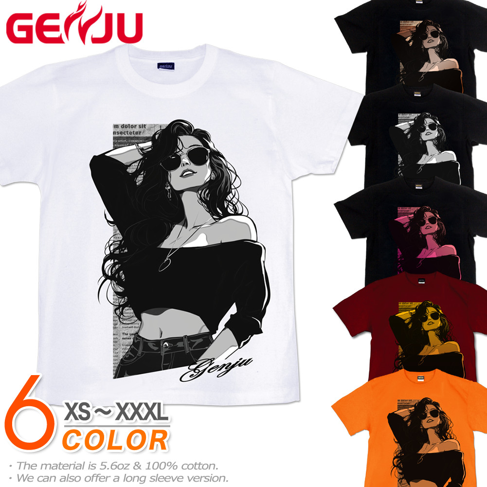 GENJU イラスティック　都会的　グラフィック アーバンライク 女性 美人 メンズ レディース Tシャツ 半袖 長袖 VS 大きめサイズあり XXL XXXL 2L 3L 4L
